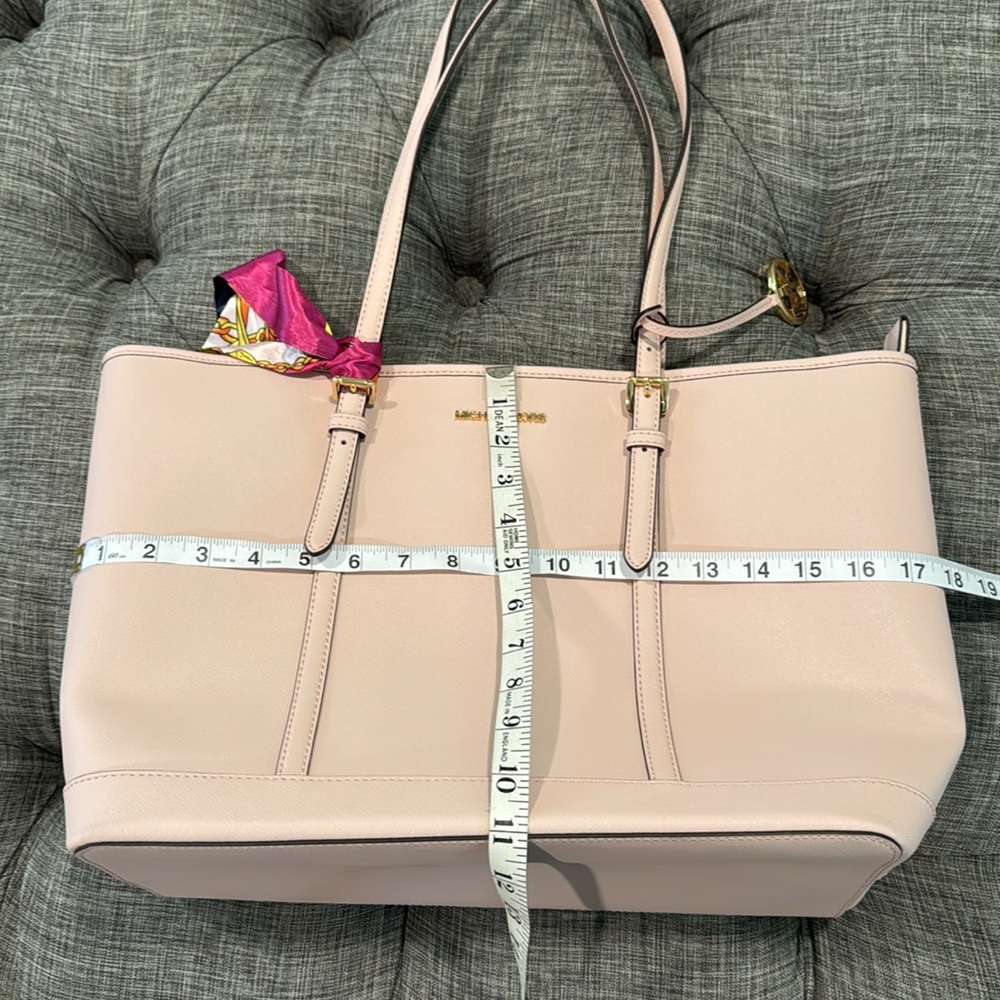 Michael Kors Tote Jet Set Large Pink Leather Travel Work Bag - Picture 17 of 17